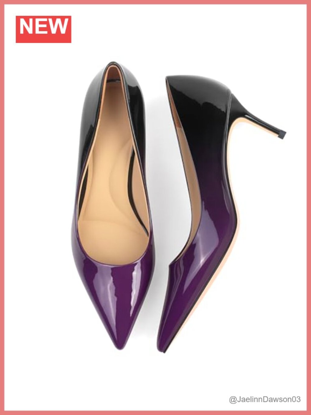 Kitten Heels Women Pumps Gradient Faux Leather Stiletto Pointed Toe Formal